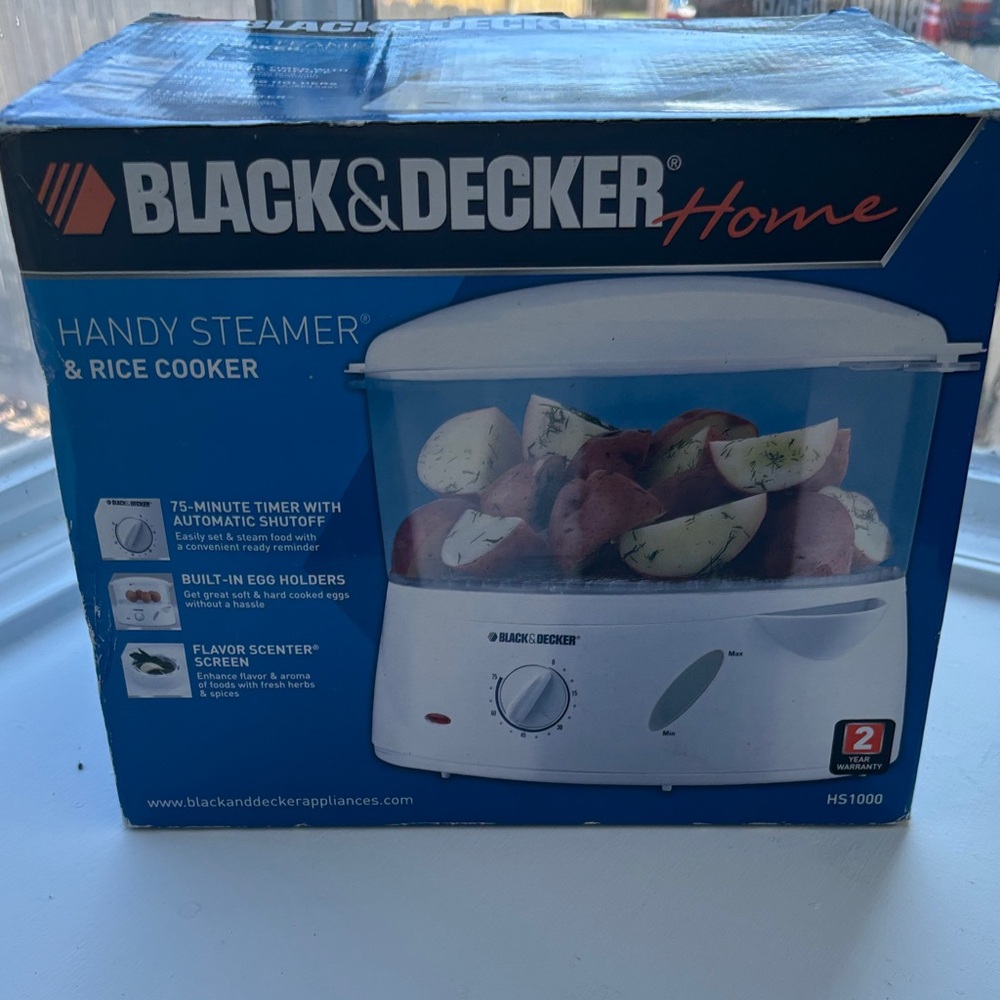 Black & Decker Handy Steamer & Rice Cooker - Blue and White